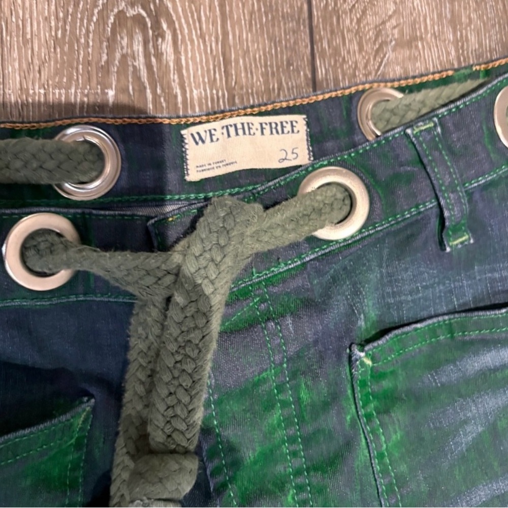 Free People We The Free Moxie Pull-On Barrel Jeans in Kelly Green - Picture 7 of 11